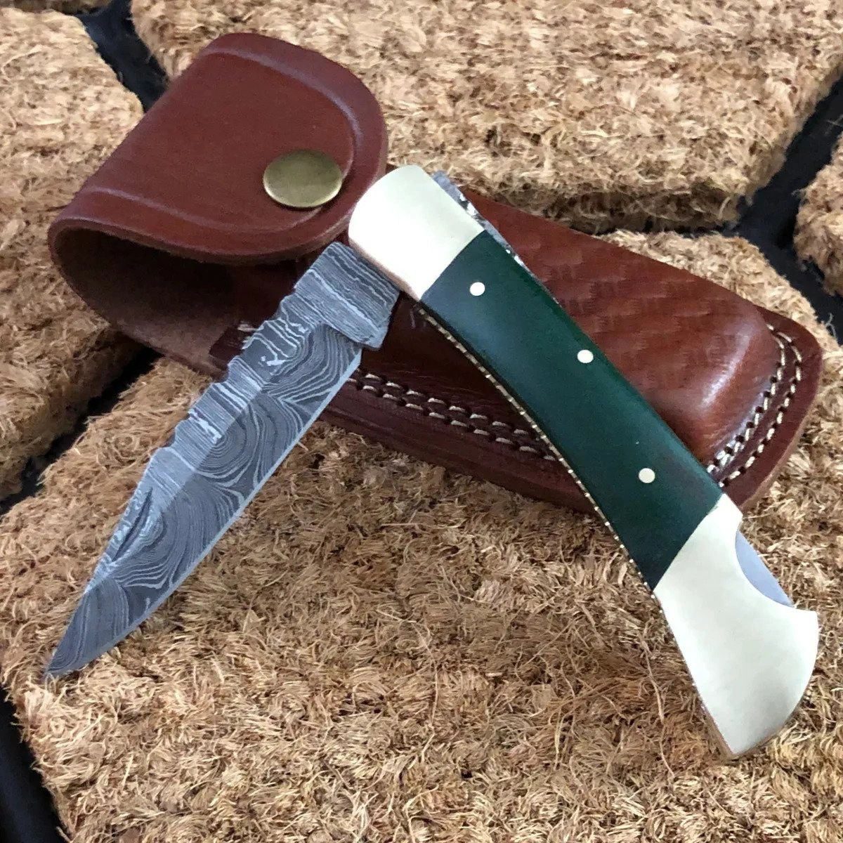 Premium Damascus Steel EDC Axe with Wooden Handle